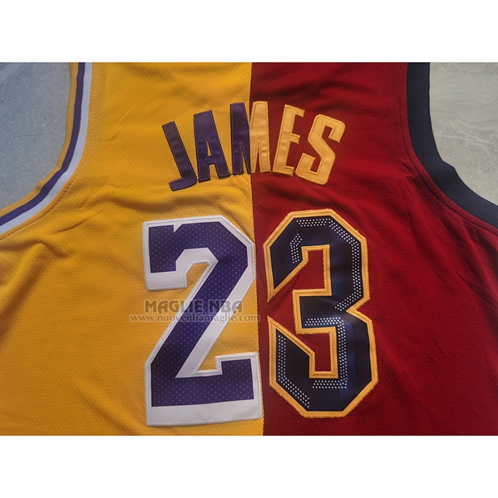 Maglia
 LeBron James NO 23 Cleveland Cavaliers Los Angeles Lakers Split Rosso
 Giallo
